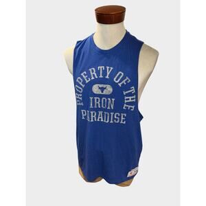 Under Armour Vibrant Blue Cotton Blend Cut Off Muscle Tee Medium